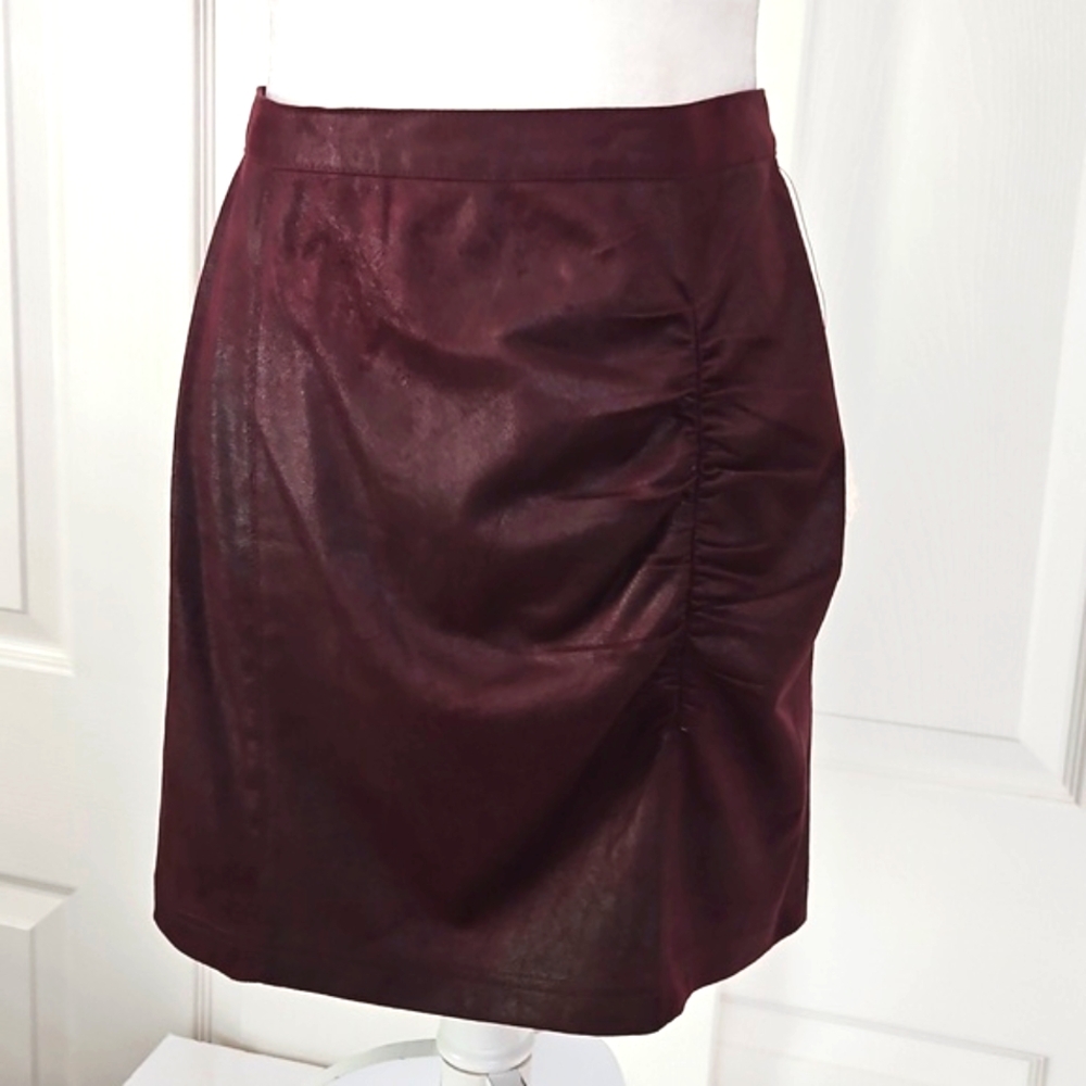 Free People NWT Ruched Faux Leather Mini Skirt